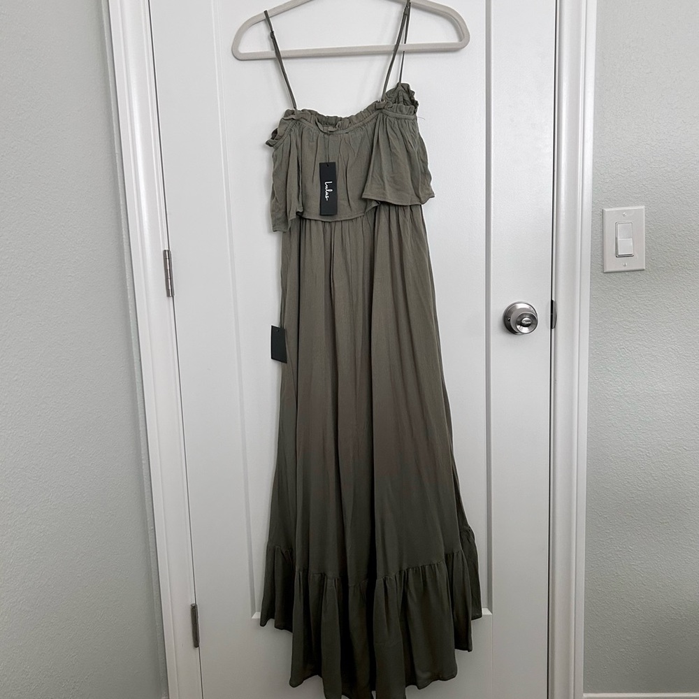 Lulu’s Sincerely Yours Olive Green Ruffled Midi Dress - Picture 6 of 6